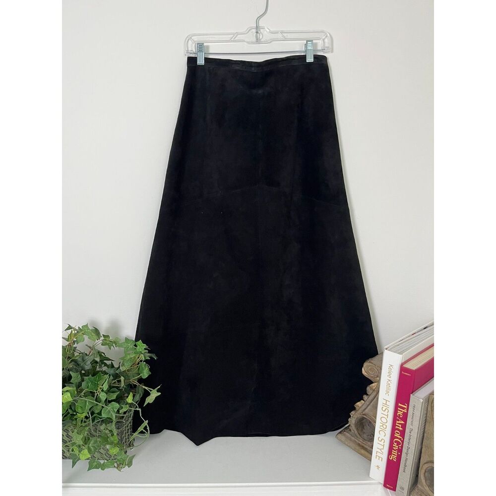Revue Black Suede A-line Maxi Skirt